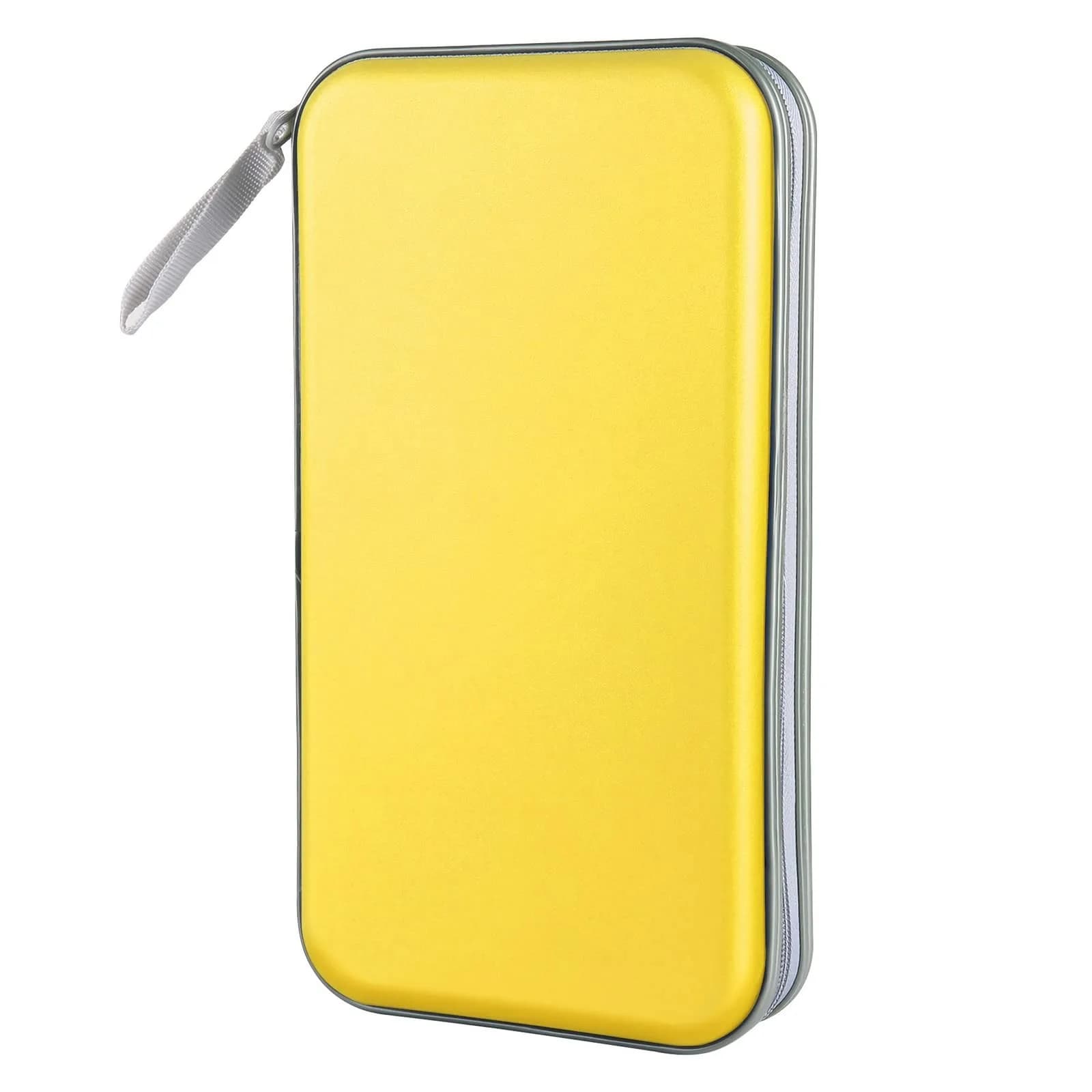 Siveit 80 Capacity Yellow CD Case Holder | Hard Plastic DVD Wallet with Zipper - main product image