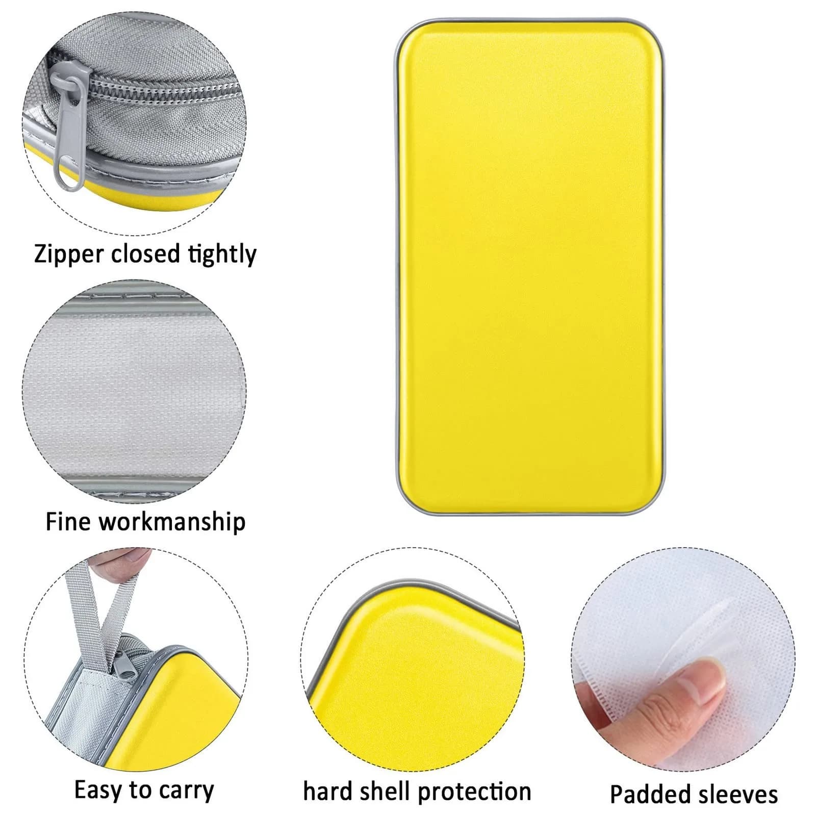 Siveit 80 Capacity Yellow CD Case Holder | Hard Plastic DVD Wallet with Zipper - view 2
