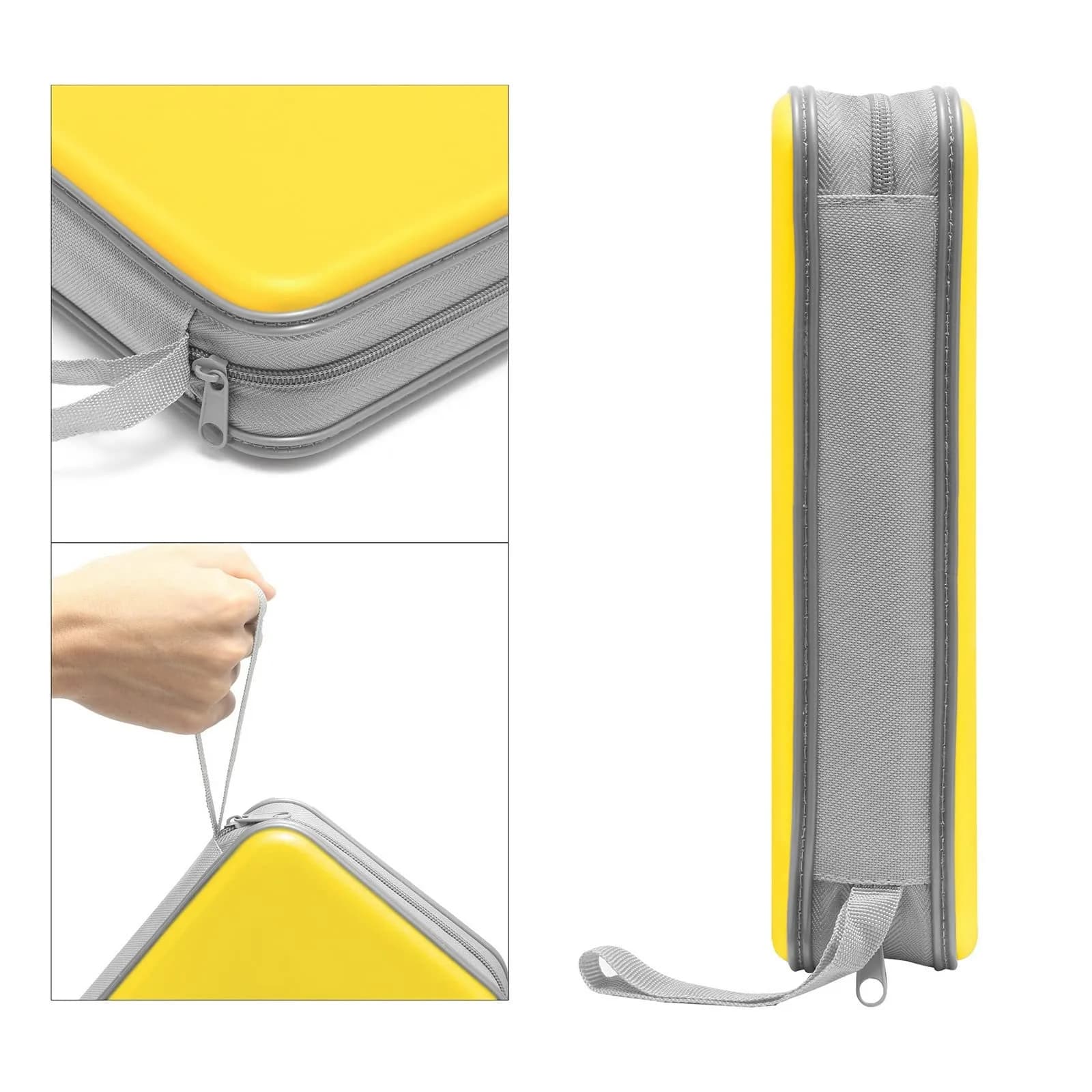 Siveit 80 Capacity Yellow CD Case Holder | Hard Plastic DVD Wallet with Zipper - view 3