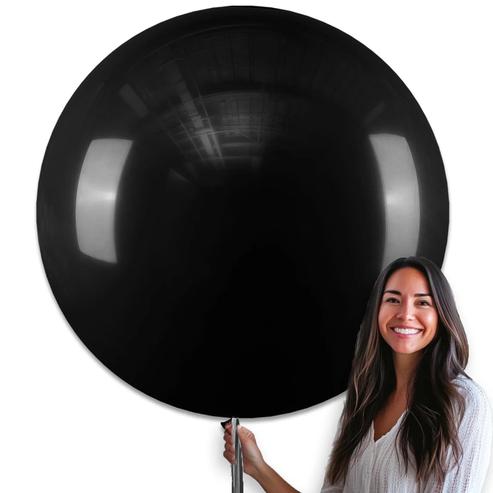 PartyWoo Black Balloons 36 Inch (91.44 cm) Matte Latex Helium Balloons, 4 Count | Assorted Colors Balloon - main product image