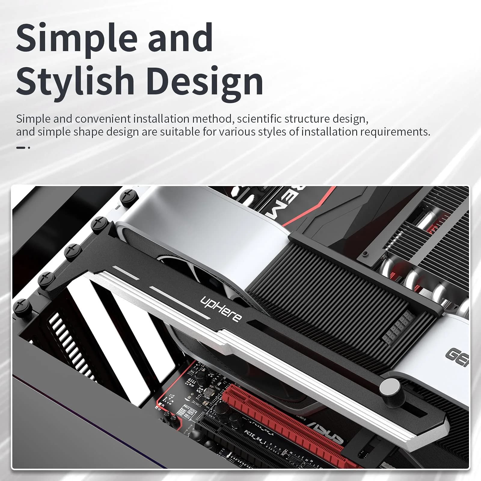 upHere G27654 Graphics Card GPU Brace Support Bracket, Adjustable Length & Height, White & Black - view 5