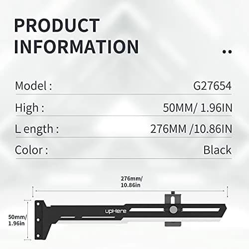 upHere G27654 Graphics Card GPU Brace Support Bracket, Adjustable Length & Height, White & Black thumbnail 6