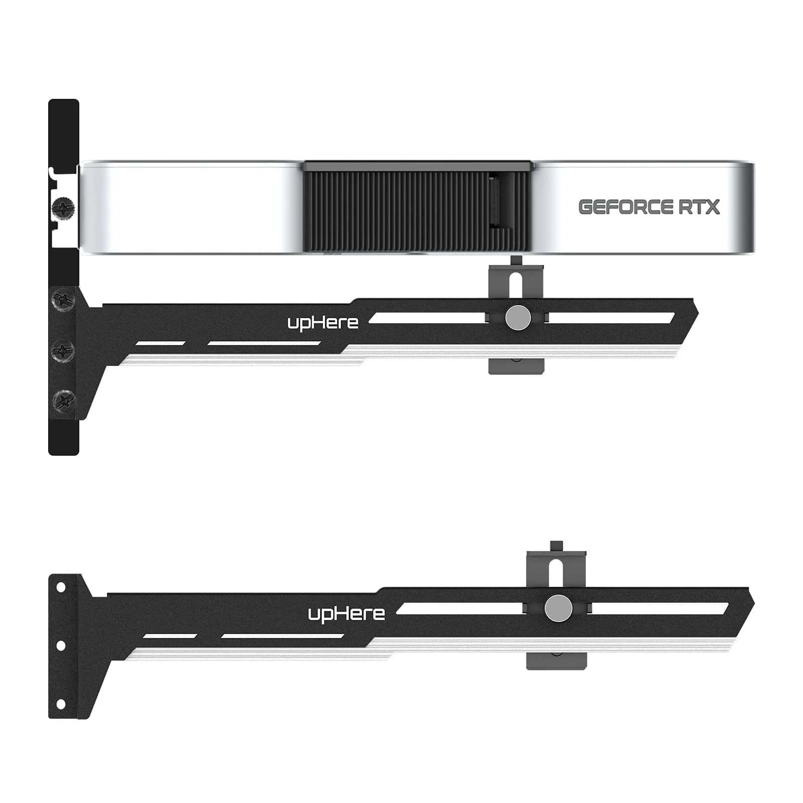 upHere G27654 Graphics Card GPU Brace Support Bracket, Adjustable Length & Height, White & Black - main product image