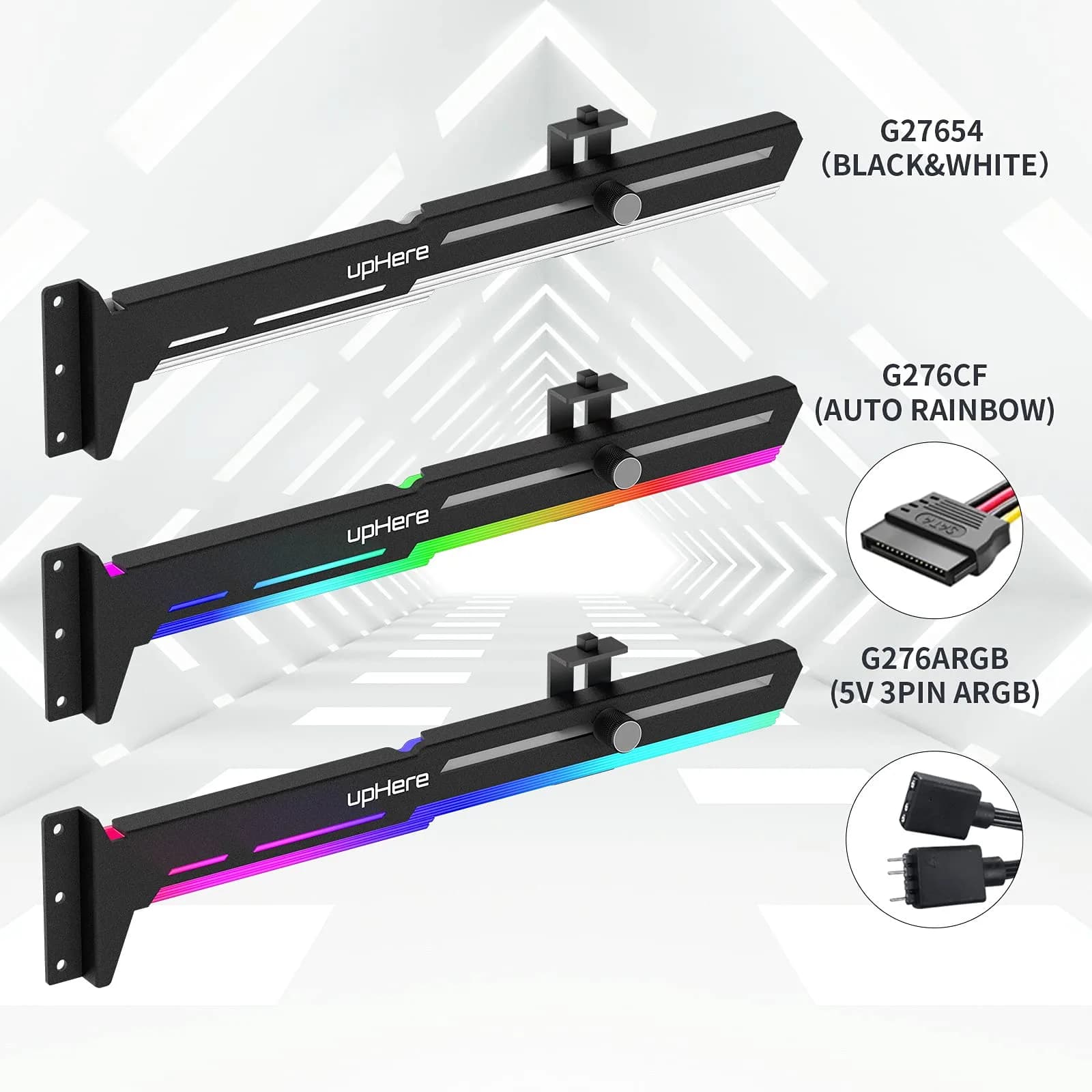 upHere G27654 Graphics Card GPU Brace Support Bracket, Adjustable Length & Height, White & Black - view 7