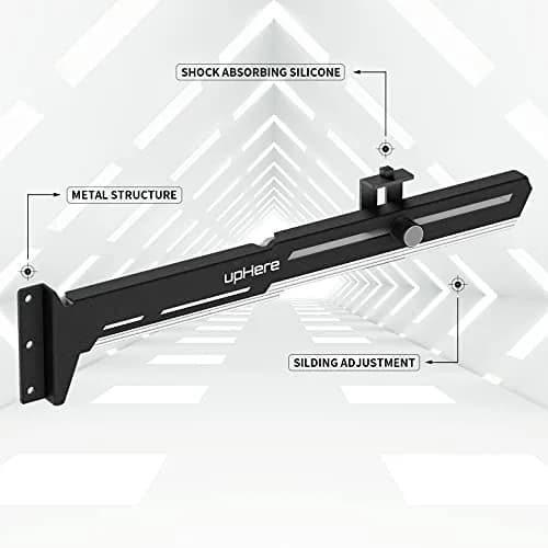upHere G27654 Graphics Card GPU Brace Support Bracket, Adjustable Length & Height, White & Black thumbnail 2
