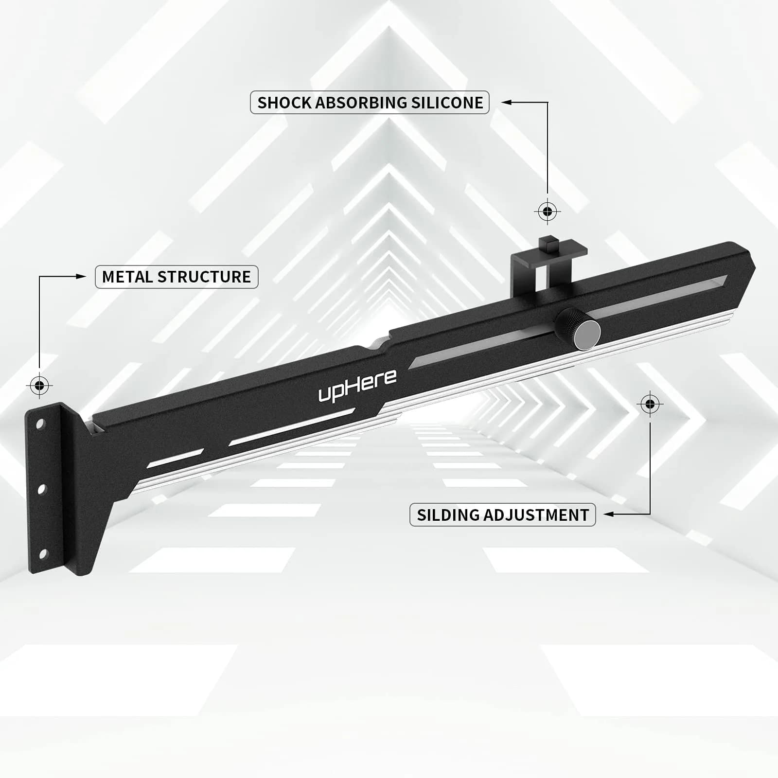 upHere G27654 Graphics Card GPU Brace Support Bracket, Adjustable Length & Height, White & Black - view 2