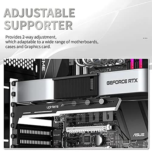 upHere G27654 Graphics Card GPU Brace Support Bracket, Adjustable Length & Height, White & Black thumbnail 3