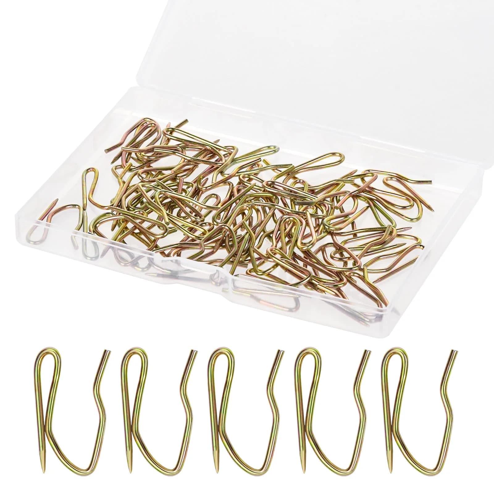 Nydotd 58PCS Rustproof Metal Curtain Hooks with Storage Box | Vintage Bronze Pin-On Hooks (1.6cm Width)