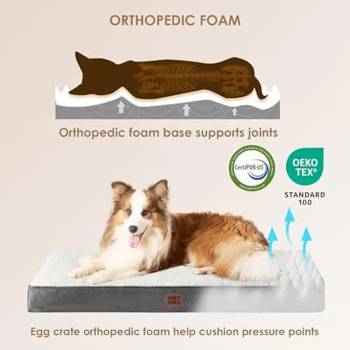EHEYCIGA Orthopedic Dog Bed Egg Crate Support 76cm x 51cm | Washable Large Dog Mat thumbnail 3