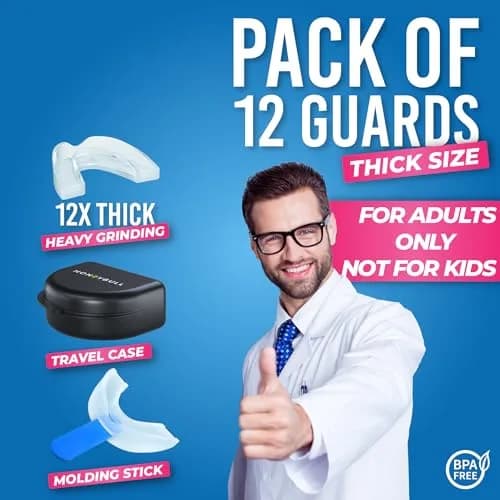 HONEYBULL Thick Anti Grinding Night Guards with Storage Case | Custom Moldable Boil-and-Bite Dental Protection thumbnail 5