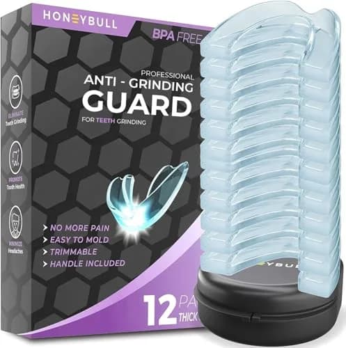 HONEYBULL Thick Anti Grinding Night Guards with Storage Case | Custom Moldable Boil-and-Bite Dental Protection thumbnail 1