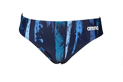 ARENA Men's Team Painted Stripes Brief, Navy-Multi Turquoise, 24 | Chlorine-Resistant Performance Swimwear thumbnail 4