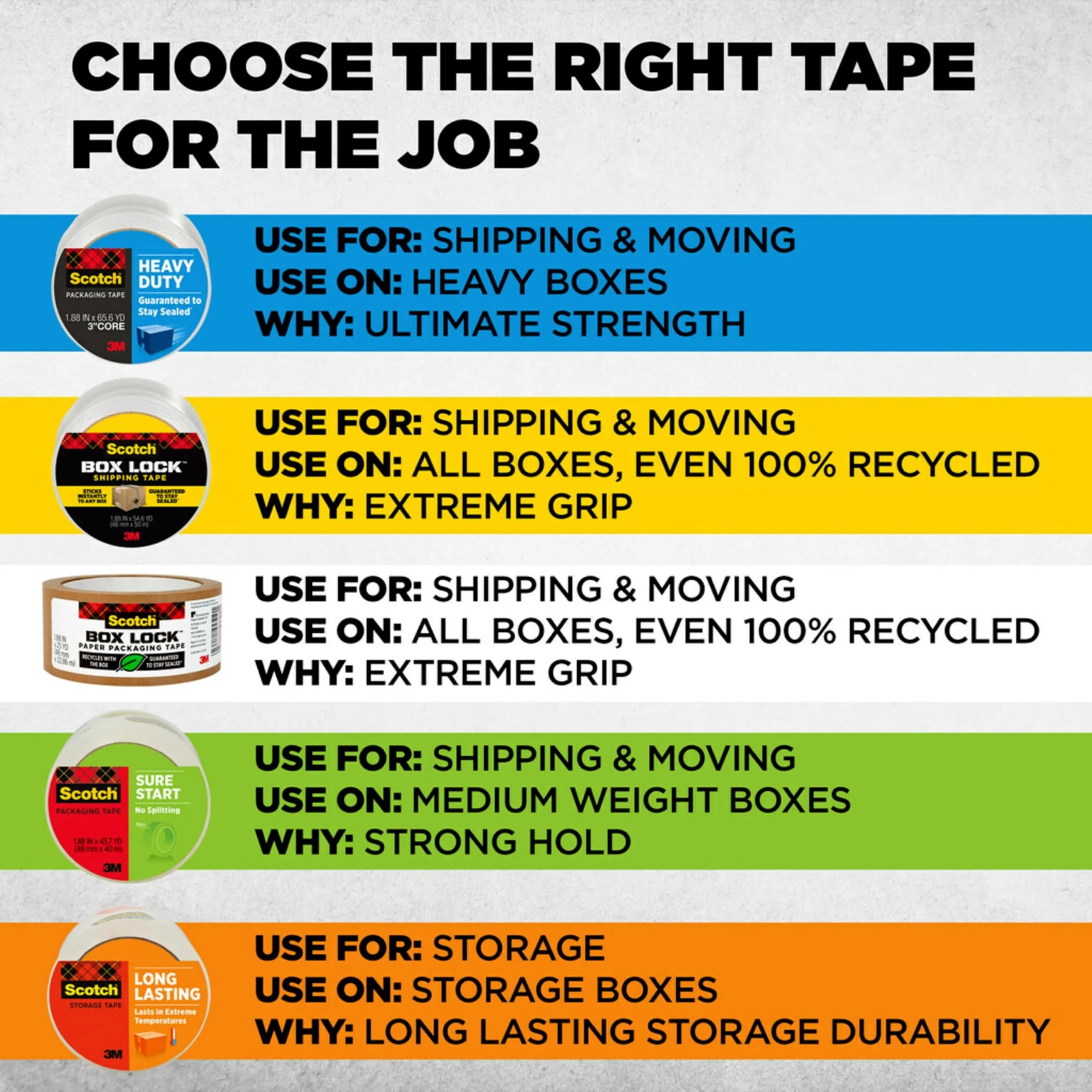 Scotch Box Lock Clear Packing Tape 1.88 in x 22.2 yd | Extreme Grip for Shipping & Mailing - view 6