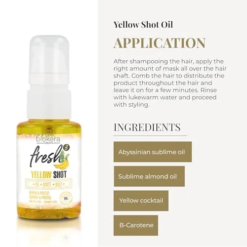 SALERM Hair Oil - Biokera Fresh Yellow Shot Oil 75 ml Abyssinian & Almond Nourishes & Repairs Damaged Hair thumbnail 4