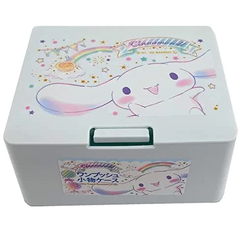 Sanrio Cinnamoroll Cute Box with One Touch Open Lid, Makeup Case 10.67cm (4.2in) | Japanese Style Organizer thumbnail 1