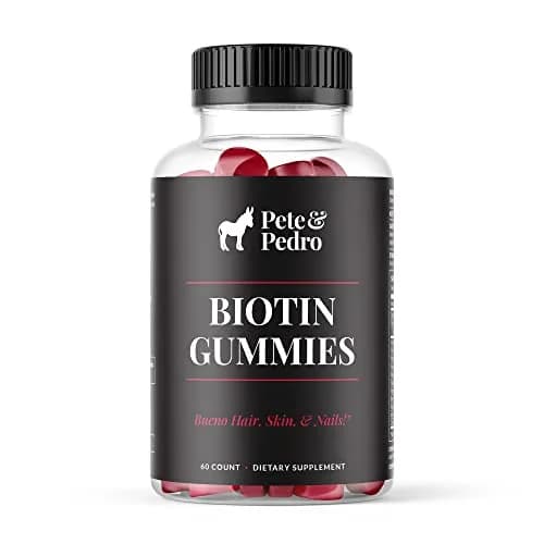 Pete & Pedro Biotin Gummies for Hair, Skin & Nails | Cherry Flavor, 60 Count thumbnail 1
