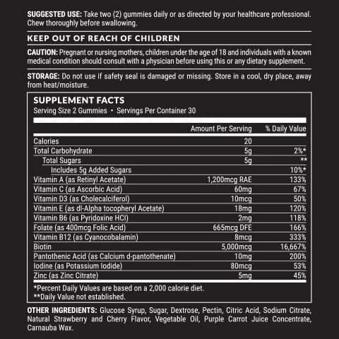 Pete & Pedro Biotin Gummies for Hair, Skin & Nails | Cherry Flavor, 60 Count thumbnail 7