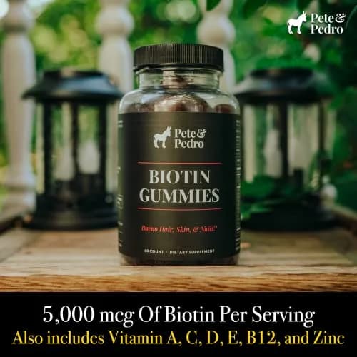 Pete & Pedro Biotin Gummies for Hair, Skin & Nails | Cherry Flavor, 60 Count thumbnail 3