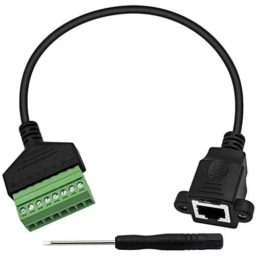 Poyiccot RJ45 to 8Pin Screw Terminal Adaptor 12inch | Ethernet Extender for CCTV & Network thumbnail 1