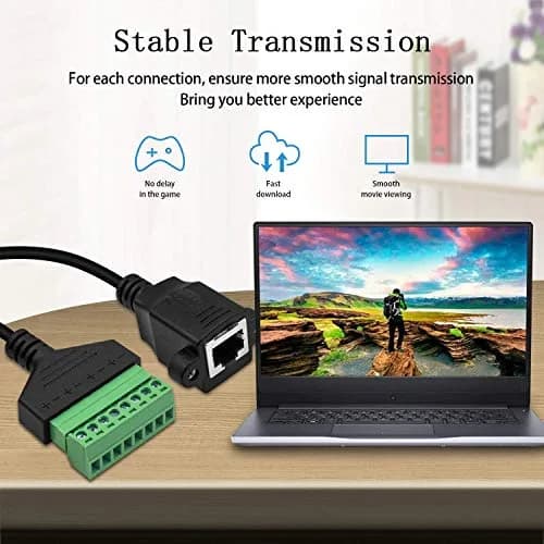 Poyiccot RJ45 to 8Pin Screw Terminal Adaptor 12inch | Ethernet Extender for CCTV & Network thumbnail 5