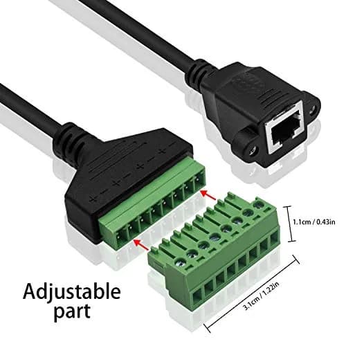 Poyiccot RJ45 to 8Pin Screw Terminal Adaptor 12inch | Ethernet Extender for CCTV & Network thumbnail 2