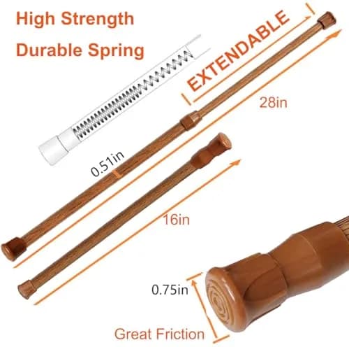 HILLHOME 2 Pack Small Tension Rods 15.7 in to 28 in | Adjustable Spring Curtain Rods for Windows & Cabinets thumbnail 2