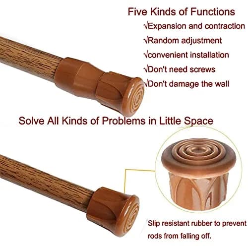 HILLHOME 2 Pack Small Tension Rods 15.7 in to 28 in | Adjustable Spring Curtain Rods for Windows & Cabinets thumbnail 3