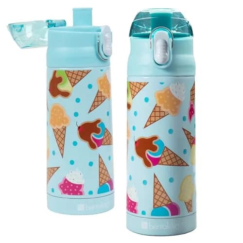 Bentology Stainless Steel Insulated Water Bottle 13 Oz (385ml) | Kids Ice Cream Theme Spill-Proof Lid thumbnail 1