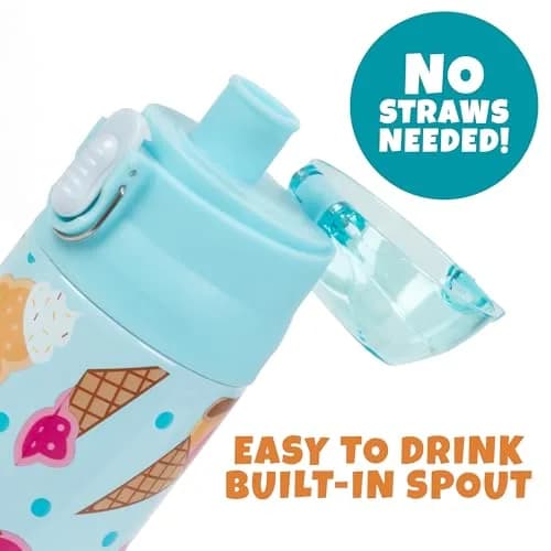 Bentology Stainless Steel Insulated Water Bottle 13 Oz (385ml) | Kids Ice Cream Theme Spill-Proof Lid thumbnail 5