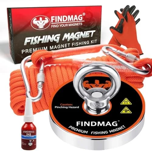 FINDMAG 1500 LBS Fishing Magnet Kit 120mm (4.72 Inch) Diameter | Heavy Duty Neodymium Magnet for Treasure Hunting thumbnail 1