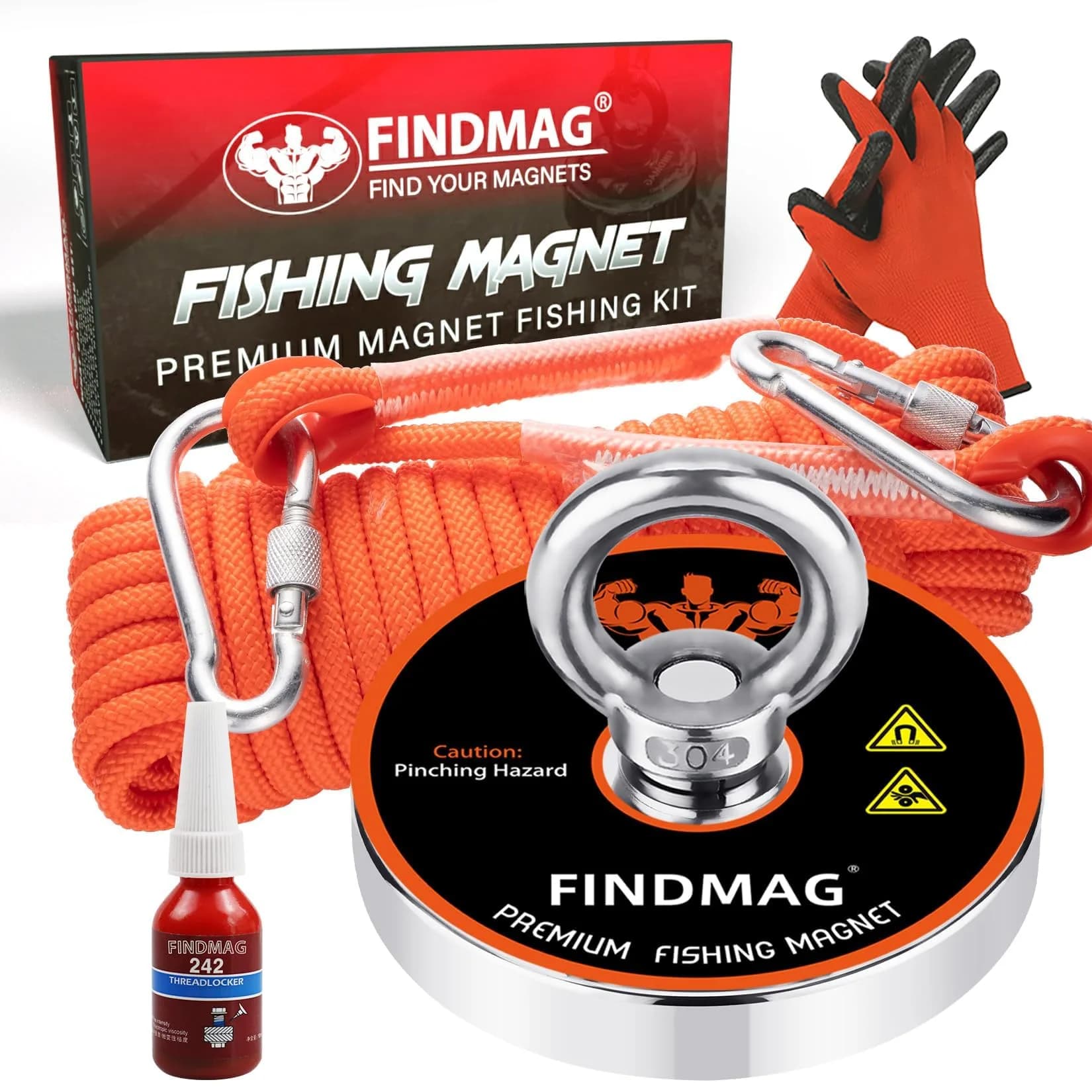FINDMAG 1500 LBS Fishing Magnet Kit 120mm (4.72 Inch) Diameter | Heavy Duty Neodymium Magnet for Treasure Hunting