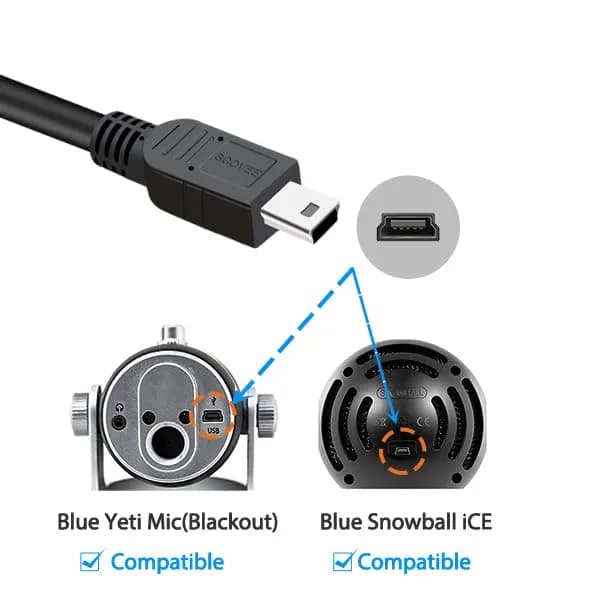 SCOVEE Replacement USB Cable Power Cord for Blue Yeti Recording Microphones MIC,6ft | Durable, Compatible with Blue Yeti & Snowball iCE thumbnail 3