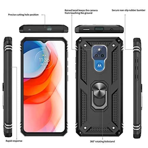 LeYi Heavy Duty Shockproof Case with Kickstand & 2 Screen Protectors for Moto G Play 2021 (Black) thumbnail 3
