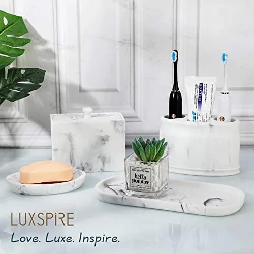 Luxspire Resin Soap Dish Gravel White | Elegant Bathroom & Kitchen Accessory thumbnail 7