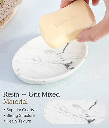 Luxspire Resin Soap Dish Gravel White | Elegant Bathroom & Kitchen Accessory thumbnail 2