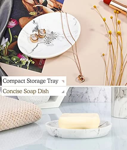 Luxspire Resin Soap Dish Gravel White | Elegant Bathroom & Kitchen Accessory thumbnail 3