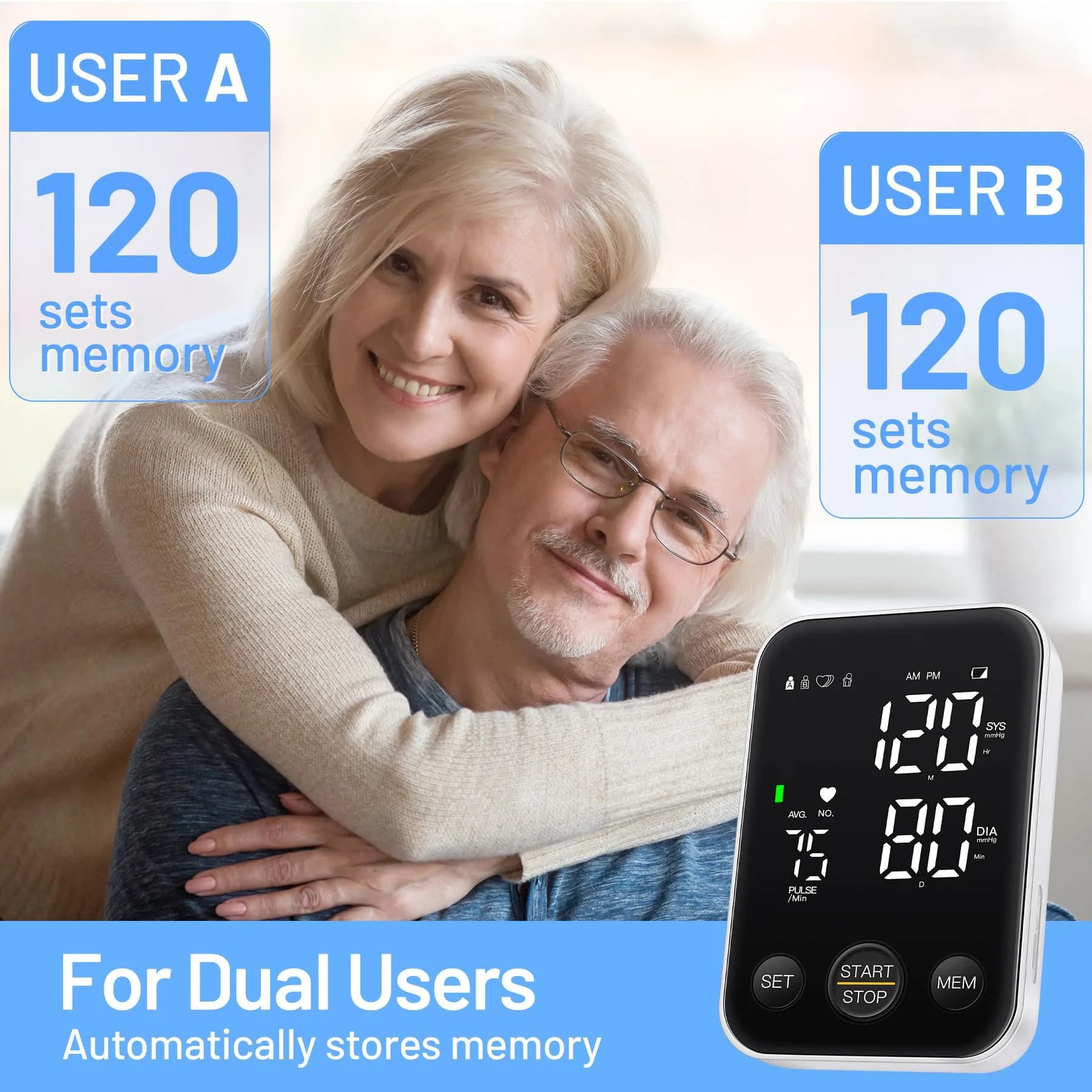 DOUHAO Blood Pressure Monitor Upper Arm Machine with 240 Memory & Backlight Display | Clinically Accurate Readings - view 6