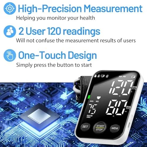 DOUHAO Blood Pressure Monitor Upper Arm Machine with 240 Memory & Backlight Display | Clinically Accurate Readings thumbnail 2