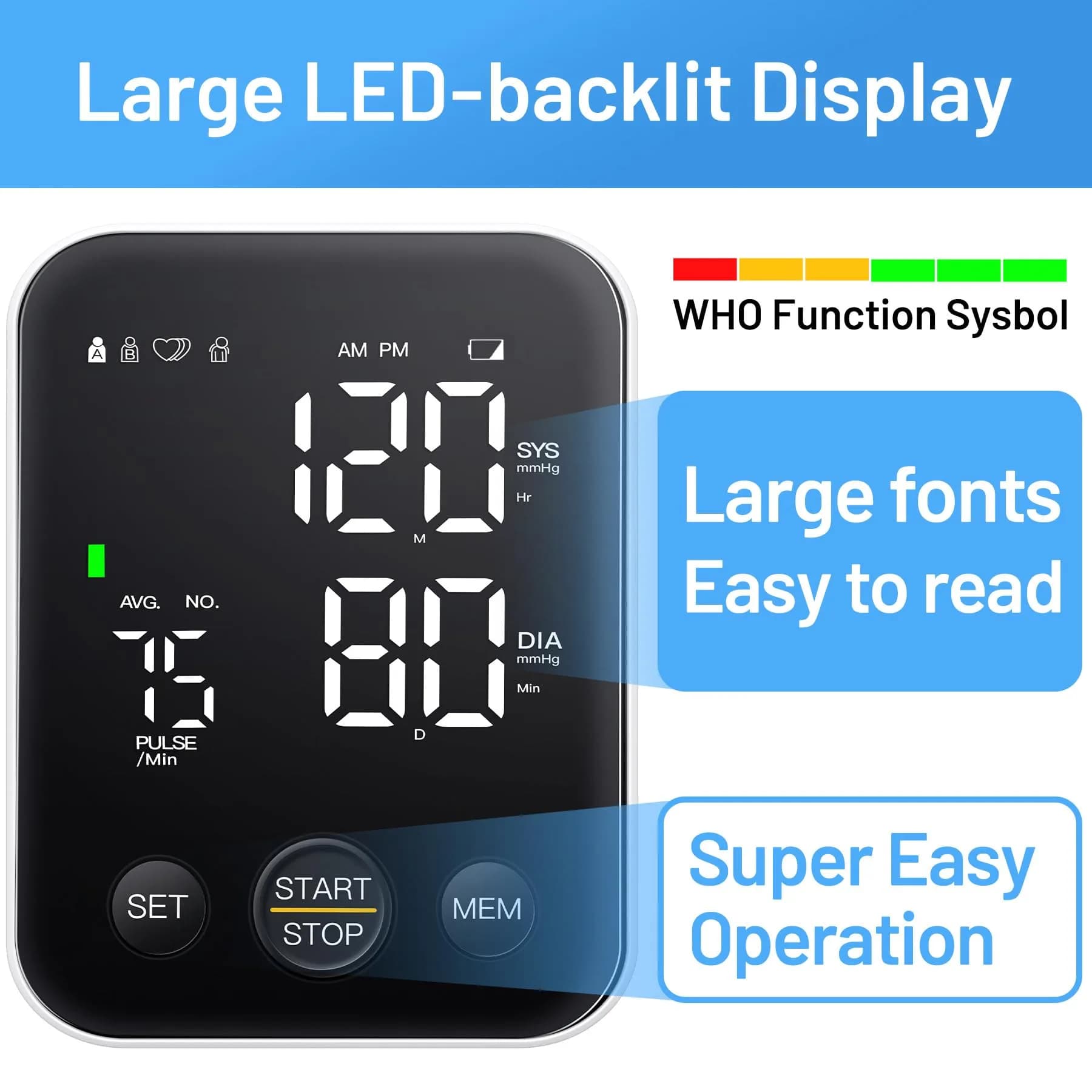 DOUHAO Blood Pressure Monitor Upper Arm Machine with 240 Memory & Backlight Display | Clinically Accurate Readings - view 3