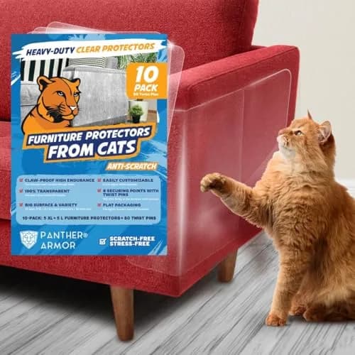 Panther Armor Clear Furniture Protector Sheets with Twist Pins | Protects Fabric Sofas & Chairs from Cat Scratching thumbnail 1