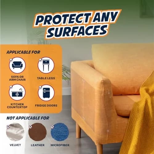 Panther Armor Clear Furniture Protector Sheets with Twist Pins | Protects Fabric Sofas & Chairs from Cat Scratching thumbnail 6