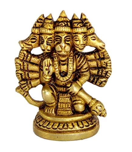 eSplanade Brass Panchmukhi Hanuman Idol Statue 6.5 cm (2.5 Inch) | Handmade Religious Sculpture for Home & Office thumbnail 4