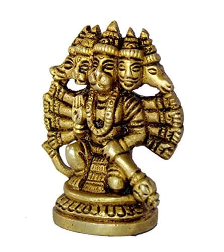 eSplanade Brass Panchmukhi Hanuman Idol Statue 6.5 cm (2.5 Inch) | Handmade Religious Sculpture for Home & Office thumbnail 6