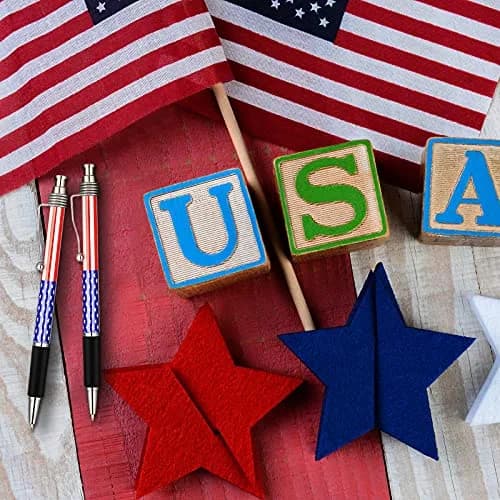 Tenare Patriotic American Flag Ballpoint Pen 16 Pack | Smooth Black Ink, 1.0mm Point, Red White Blue | Veteran & Independence Day Gift thumbnail 4