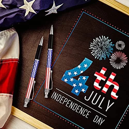 Tenare Patriotic American Flag Ballpoint Pen 16 Pack | Smooth Black Ink, 1.0mm Point, Red White Blue | Veteran & Independence Day Gift thumbnail 3