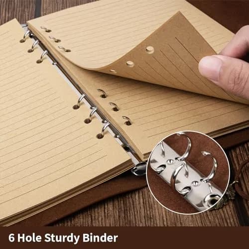 Billtigif Leather Journal Notebook 5.1"x7.2" | Refillable Vintage Journal with Pocket thumbnail 3
