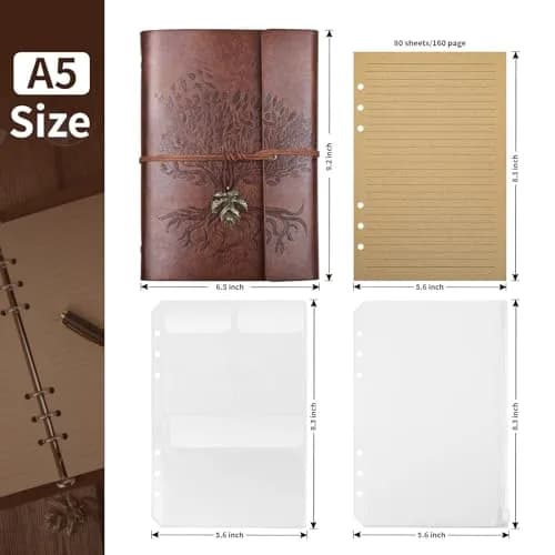 Billtigif Leather Journal Notebook, Refillable Vintage 6.5"x9.2" | Premium Handcrafted Writing Companion thumbnail 2