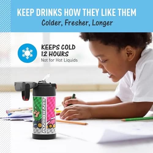 THERMOS FUNTAINER Water Bottle with Straw 12oz | Kids Stainless Steel Vacuum Insulated Bottle thumbnail 5