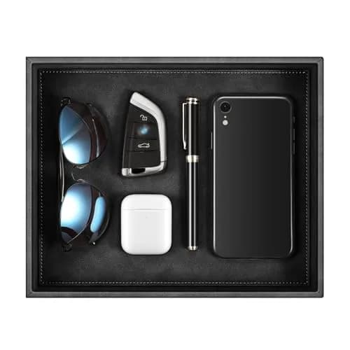 SITHON Valet Tray Desk Organizer PU Leather Catchall 26.5cm x 22cm x 5cm | Organizes Essentials Neatly thumbnail 1