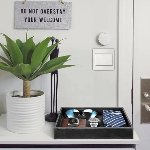 SITHON Valet Tray Desk Organizer PU Leather Catchall 26.5cm x 22cm x 5cm | Organizes Essentials Neatly thumbnail 4